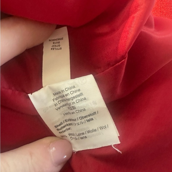 J. Crew Vibrant Red Ruffle Hem Sleeve Midi Dress 96% Lightweight Wool Size 12 - Picture 3 of 7